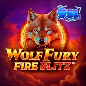 Tampilan visual slot Wolf Fury Fire Blitz dengan tema serigala
